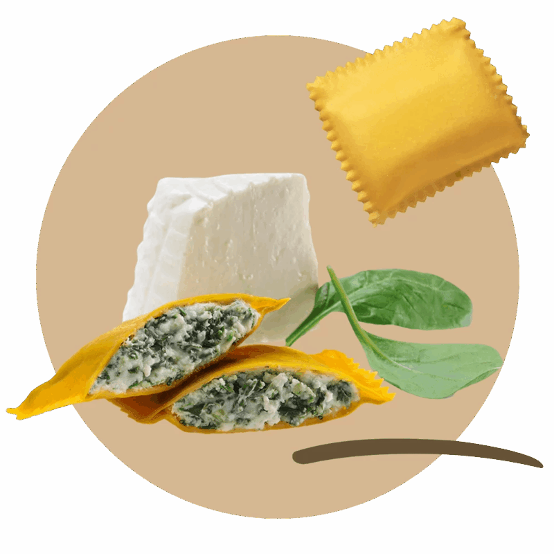 RAVIOLONI WITH BUFFALO RICOTTA AND BABY SPINACH LEAVES