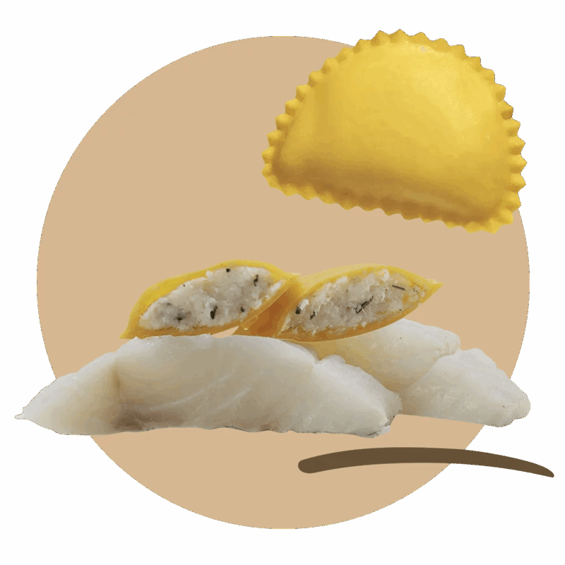 RAVIOLOTTI WITH SALT COD