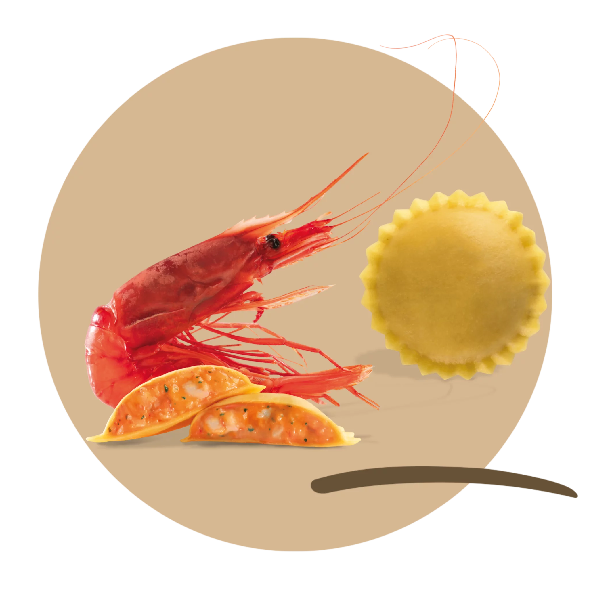 Bottoni with red shrimps