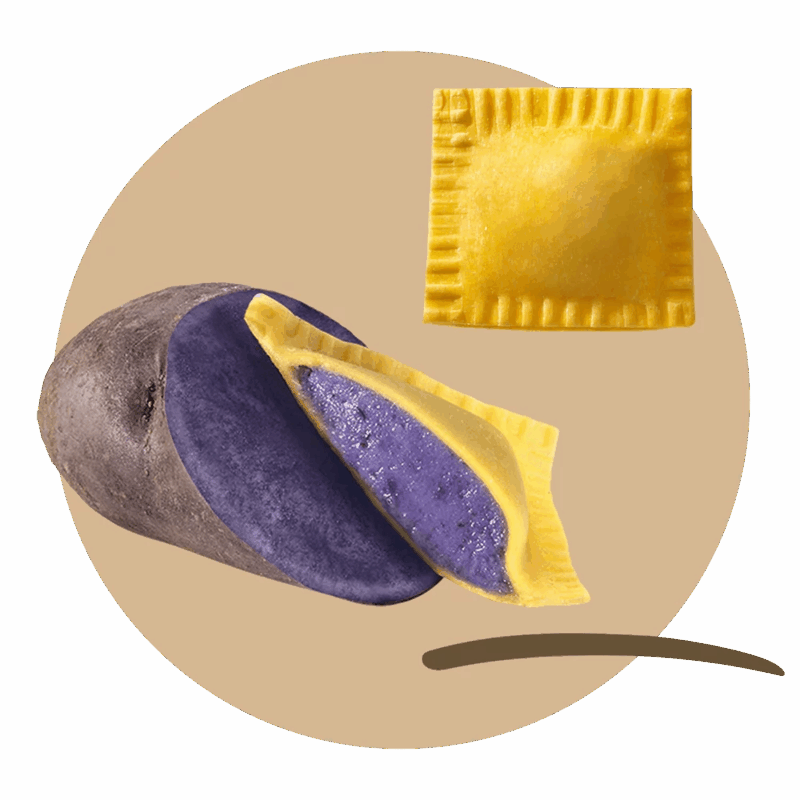 Le violette with purple potatoes Vitelotte
