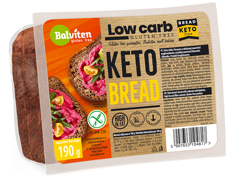 LOW CARB Low carbohydrate bread 190g. Gluten-Free